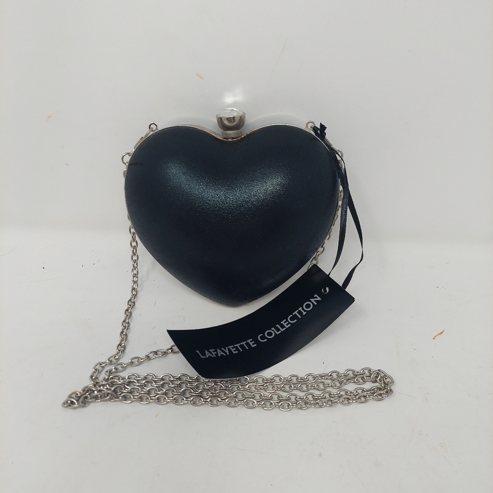 Lafayette Collection Black Heart Shaped Crystal Clutch Crossbody Y2K Maximalism